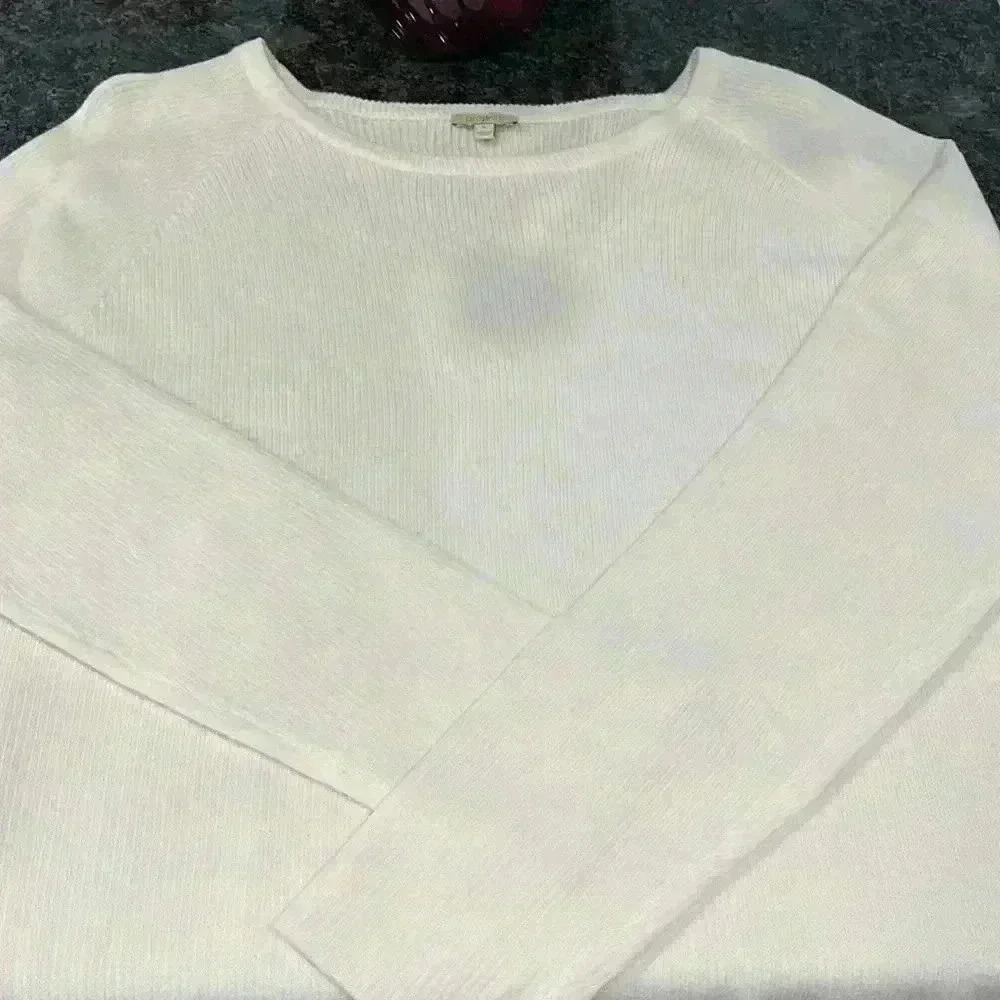 Project Womens Sweater White L Long Sleeves Pullover Side Tie Details Casual EUC